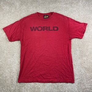 World Industries Mens Large Red Graphic T-Shirt Flame Boy Skate Vintage USA Made